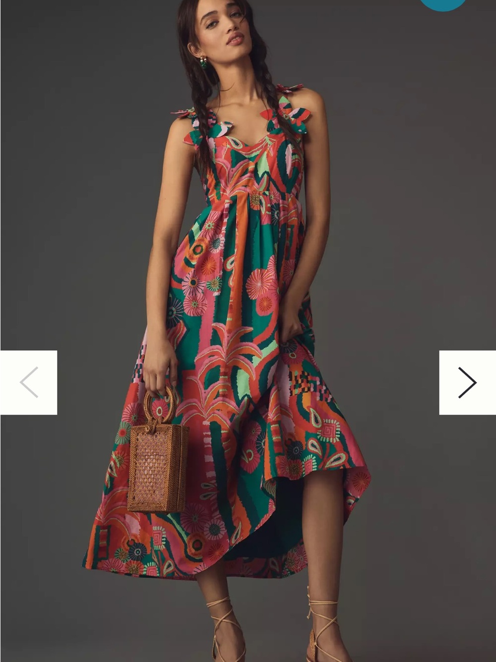 FARM Rio Teal Floral Print Maxi Dress with Pink & Orange - Picture 5 of 7
